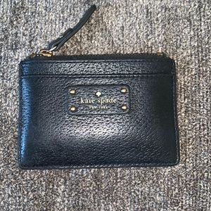 Kate Spade New York Grove Street Black Card/Coin wallet with gold detail